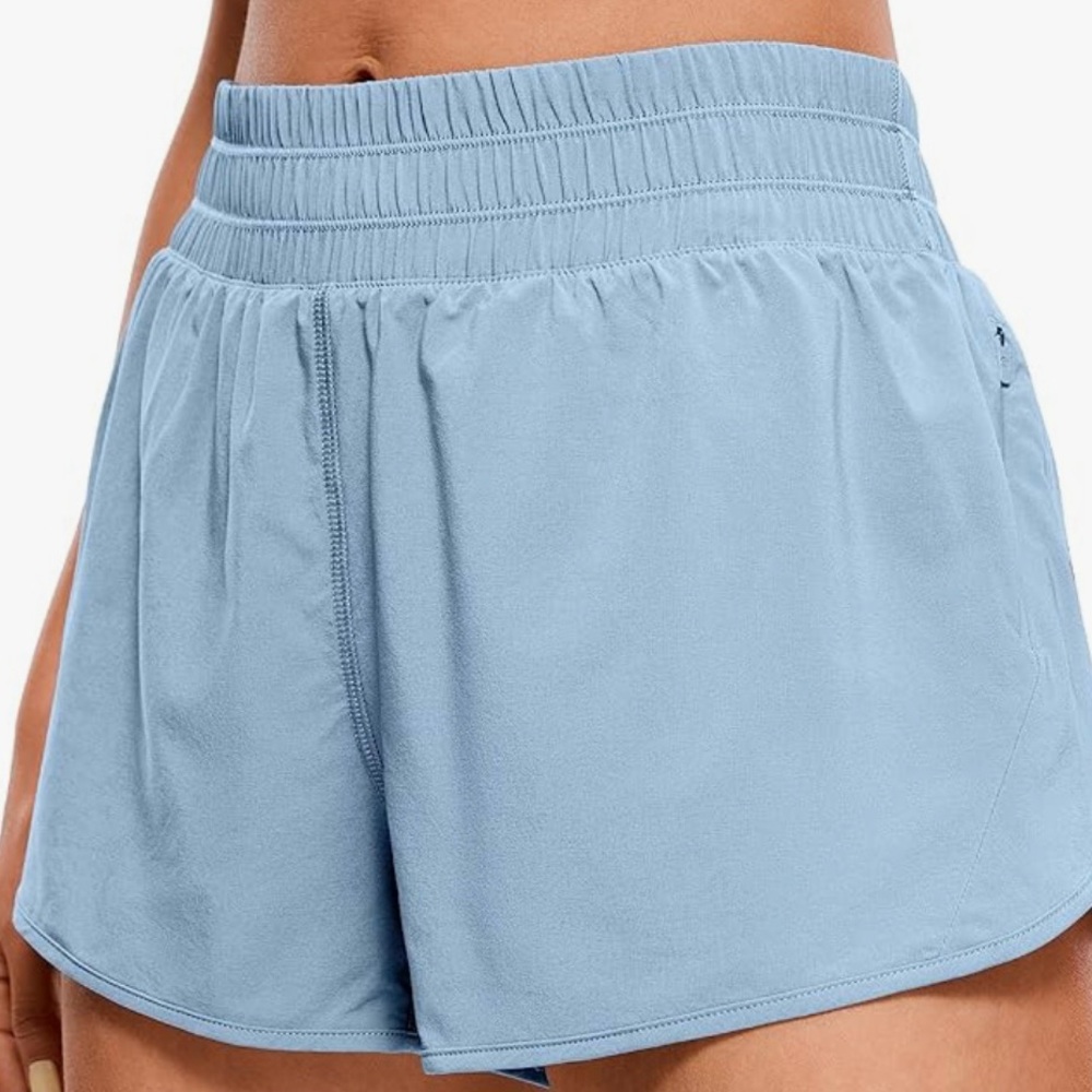 CRZ YOGA High Waisted Running Shorts - Light Blue